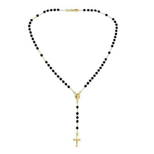 BLING Onyx Crystal Rosary Necklace