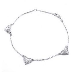 BLING Cubic Zirconia 3 Heart Chain Anklet