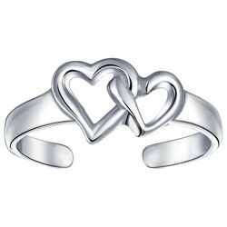 BLING Sterling Silver Interlocking Hearts Toe Ring