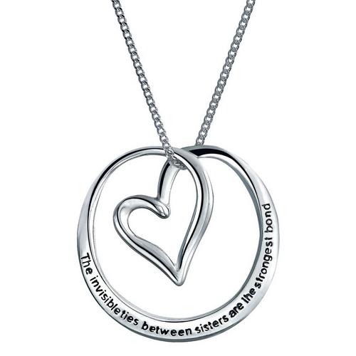 BLING Circle Heart Sisters Necklace