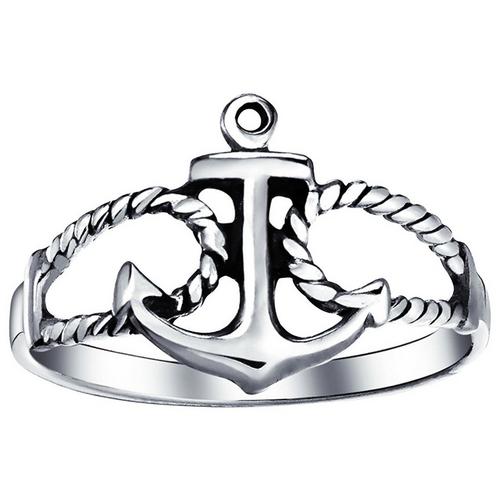 BLING Sterling Silver Anchor Ring