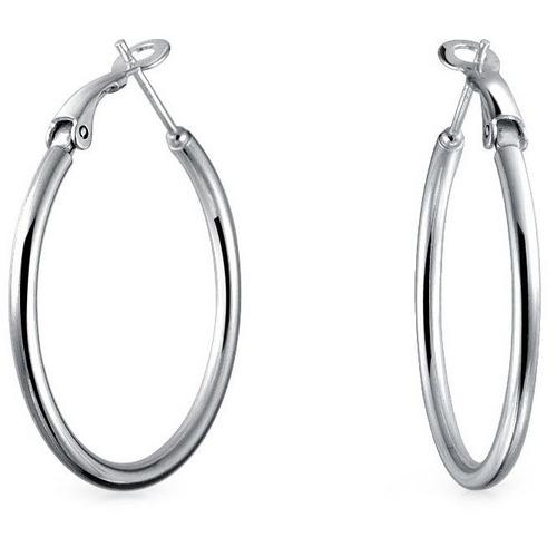BLING Sterling Silver Modern Hoop Earrings