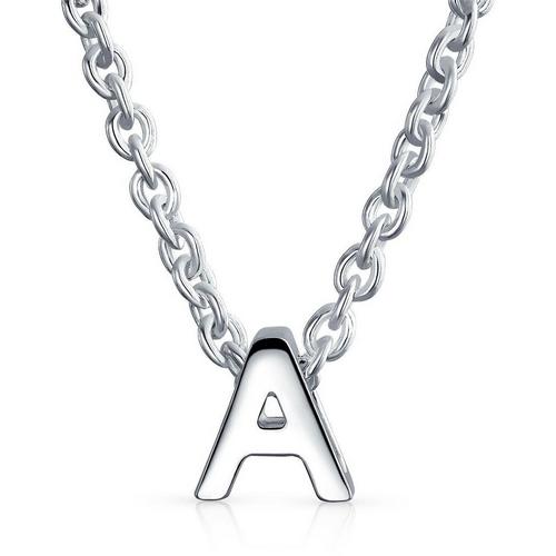 BLING Sterling Silver 'A' Initial Pendant Necklace