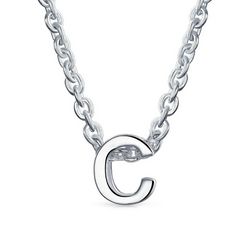 BLING Sterling Silver 'C' Initial Pendant Necklace
