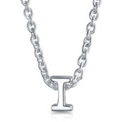 Sterling Silver I Initial Pendant Necklace