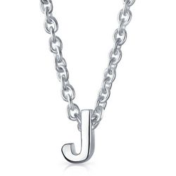 BLING Sterling Silver 'J' Initial Pendant Necklace