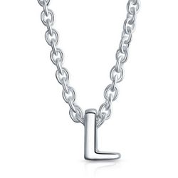 BLING Sterling Silver 'L' Initial Pendant Necklace