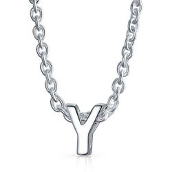 BLING Sterling Silver 'Y' Initial Pendant Necklace