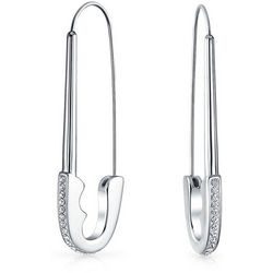 BLING Sterling Silver Safety Pin Threader Earrings