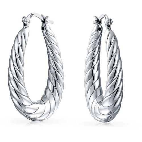 BLING Sterling Silver Twisted Shrimp Style Hoops
