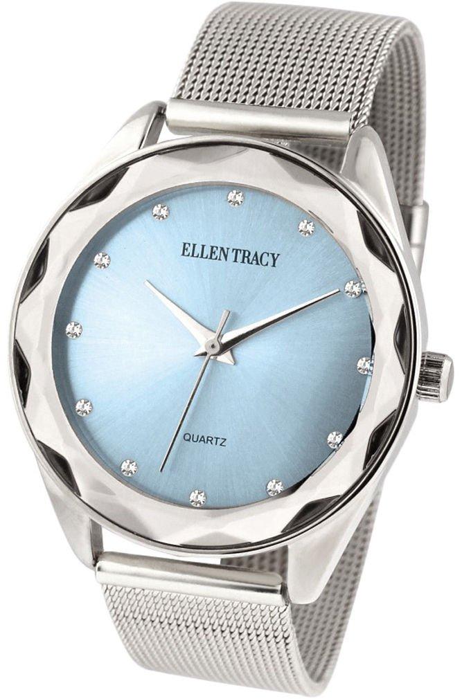 Ellen Tracy Womens Blue  tilt Silver  impression Mesh Watch One  