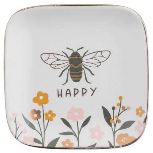 Karma 3 In. Bee Happy Ceramic Trinket Tray