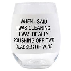 Stemless Polishing Off Wine Glass