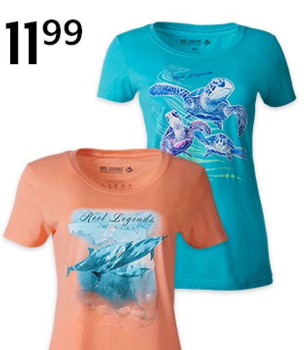 11.99 Reel Legends graphic tees for women