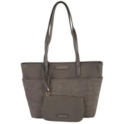 Tessa Solid Vegan Leather Tote & Pouch