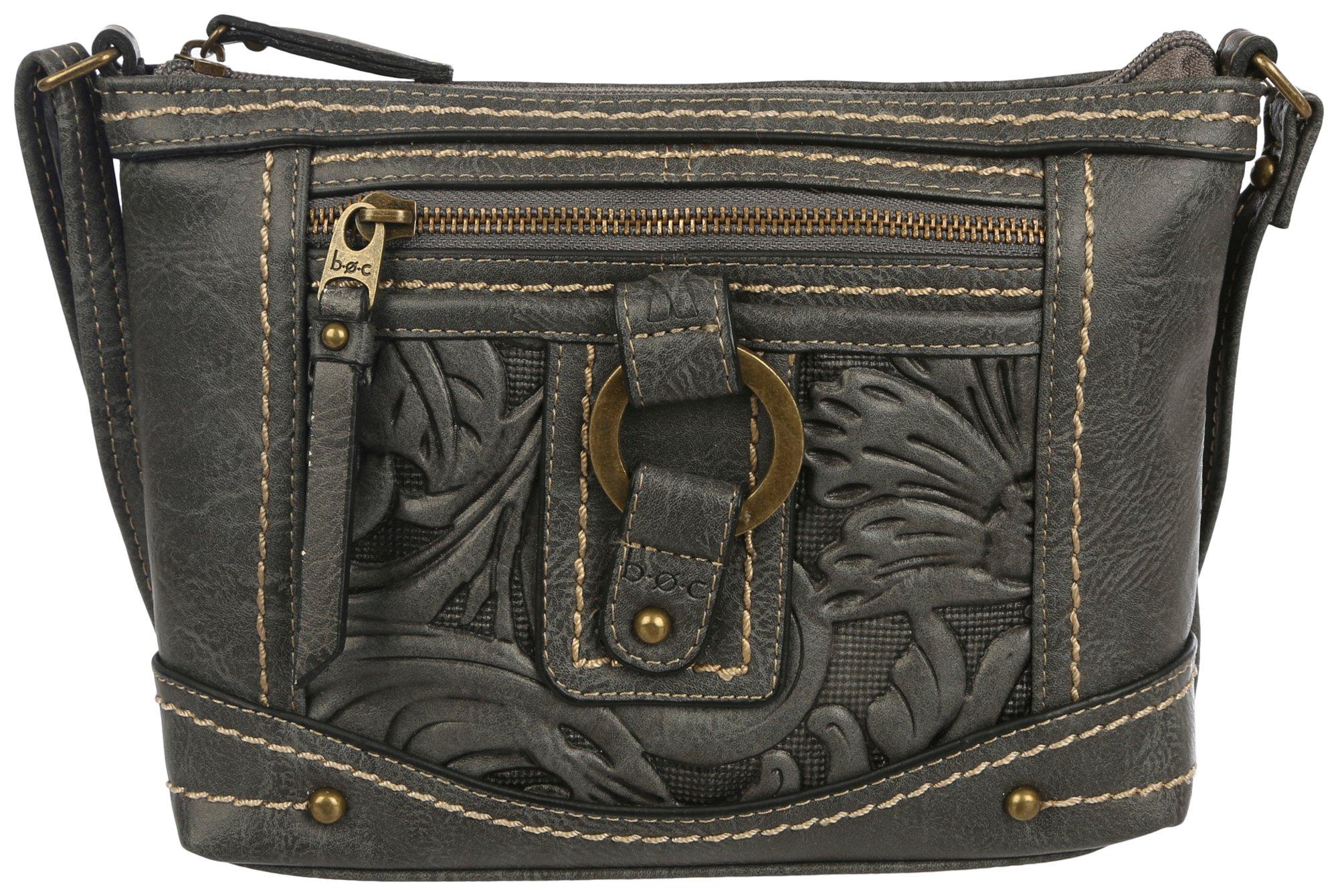 Faux Tooled O-Ring Crossbody Bag