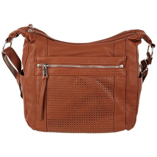 Bueno Solid Perforated Double Compartment Crossbody Bag
