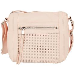 Solid Perforated Soft Washed Crossbody Bag