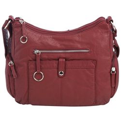 Bueno Solid Grainy Wash Multi-Pocket Crossbody Handbag