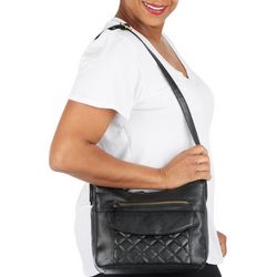Bueno Solid Front Quilted Flap Pocket Crossbody Bag