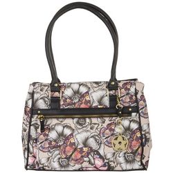Bueno Floral Textured Center Zip Tote Handbag