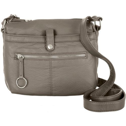 Bueno Crinkle Vegan Leather Multi Zip Crossbody Handbag