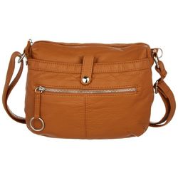 Bueno Crinkle Vegan Leather Multi Zip Crossbody Handbag