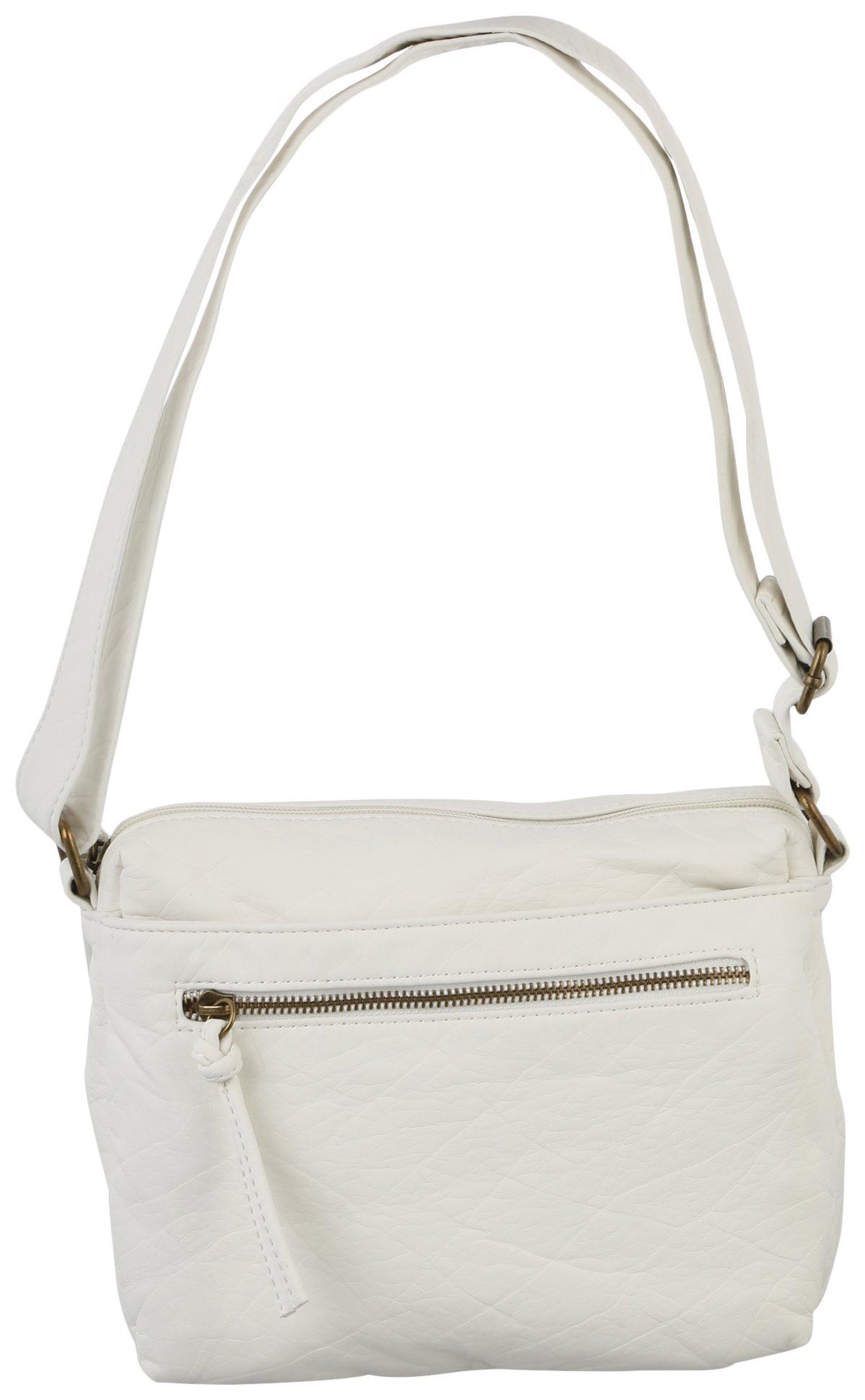Solid Color Grainy Washed Crossbody Bag