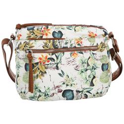 Floral Print Grainy Washed Crossbody Bag