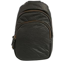 Solid Crinkle Vegan Leather Sling Bag