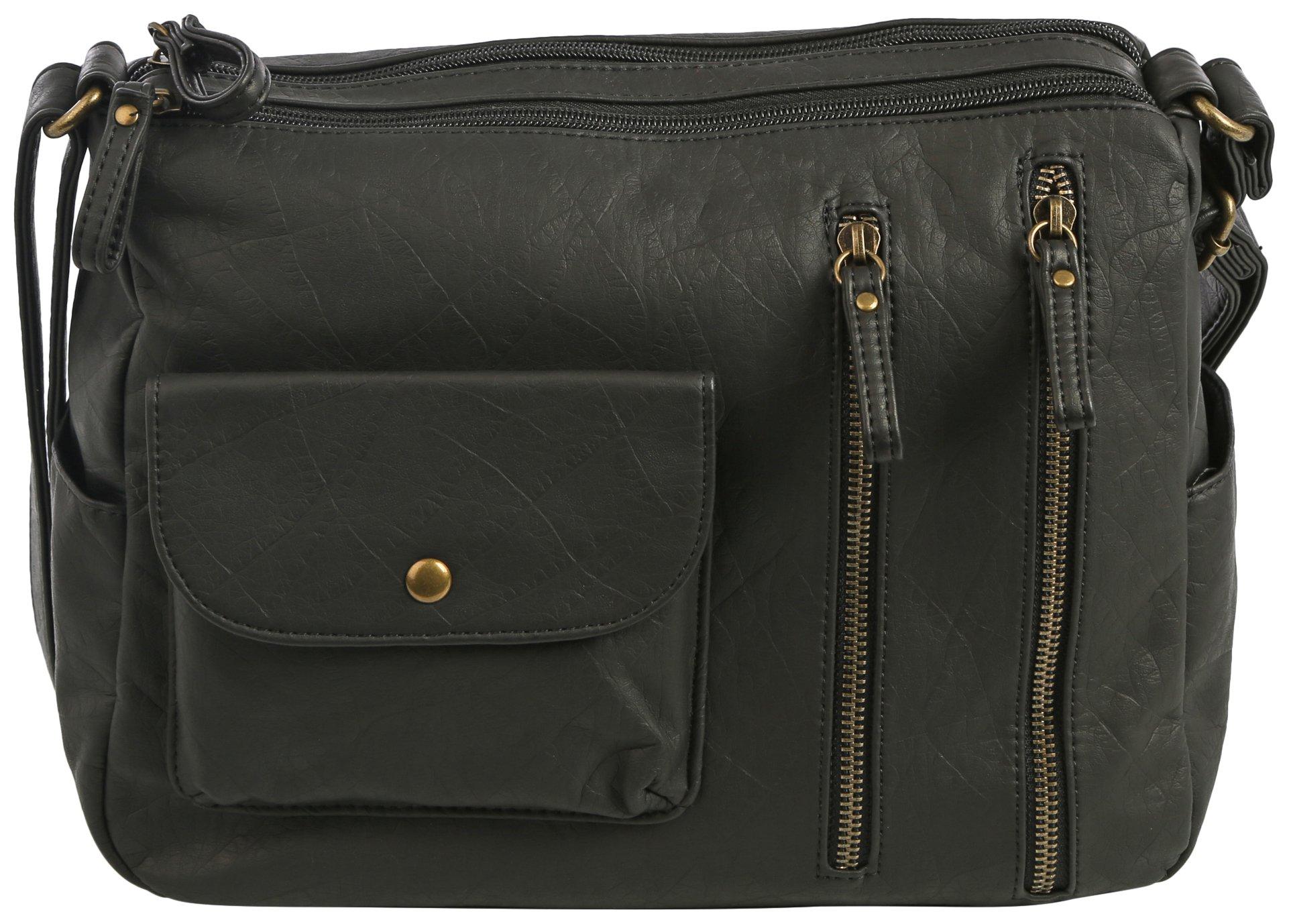 Solid Elephant Vegan Leather Crossbody Bag