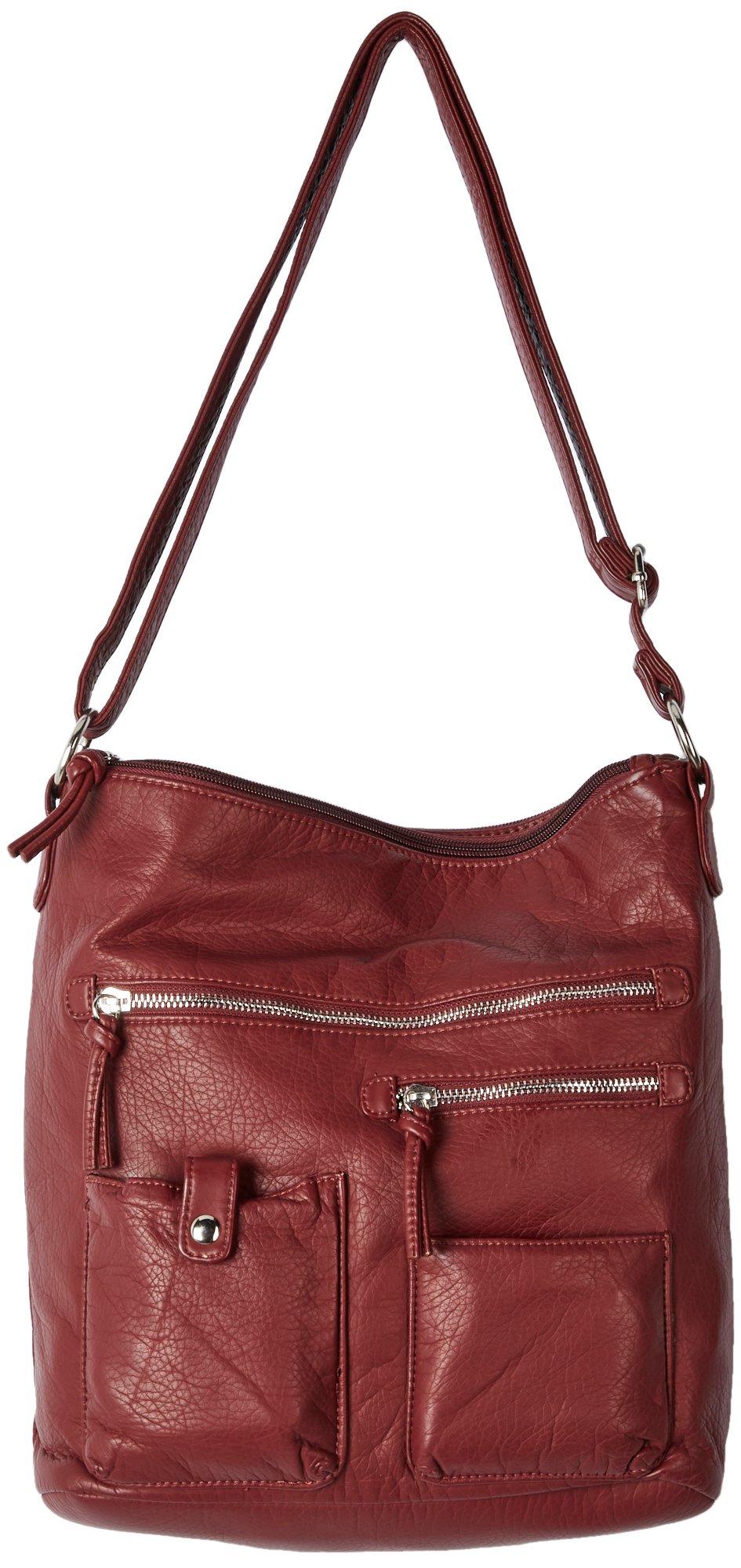 Grainy Washed Vegan Leather Crossbody Handbag