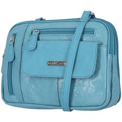 MultiSac Floral Embossed Zippy 3-Compartment Crossbody