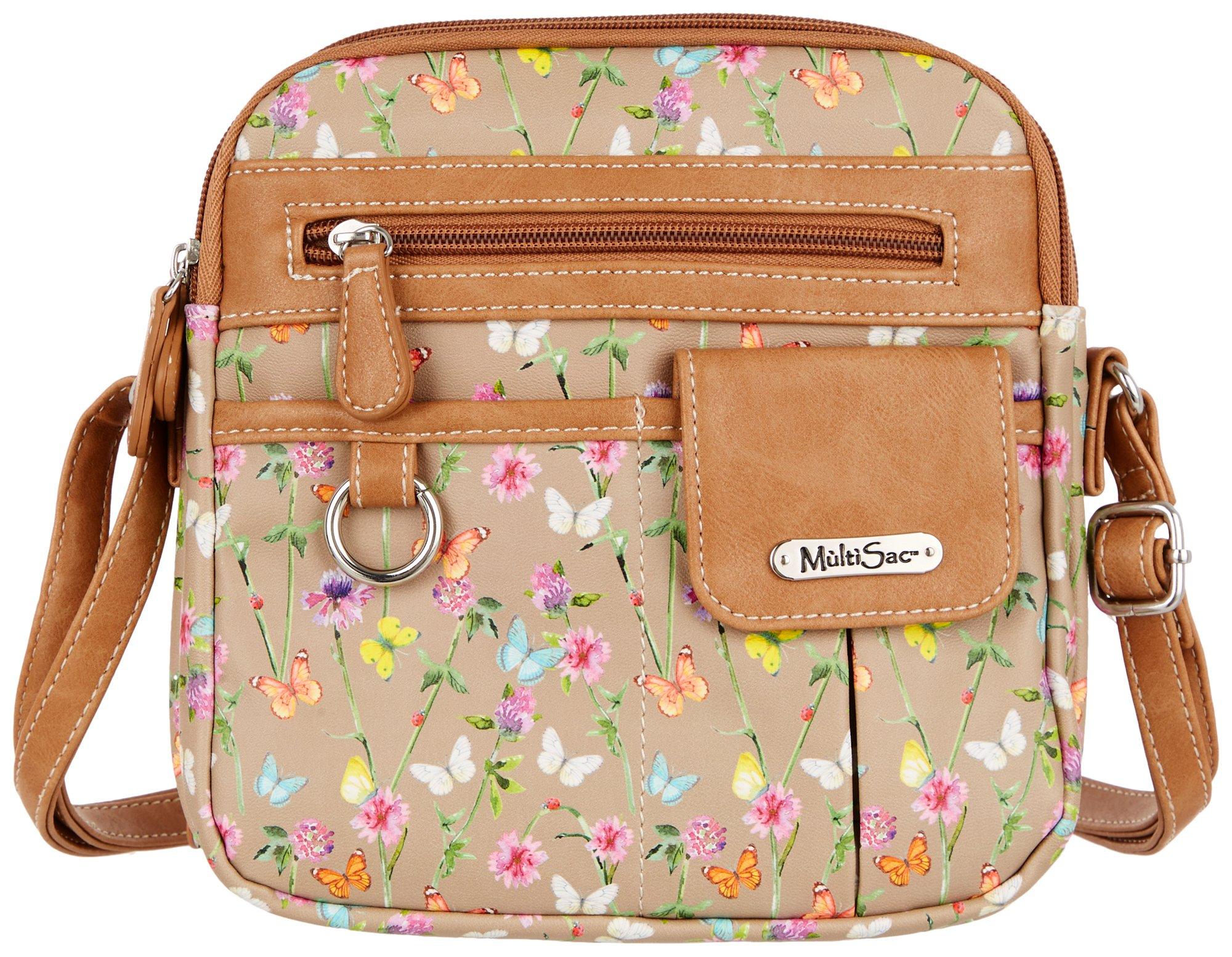 Butterfly 3-Compartment Zip Around Crossbody