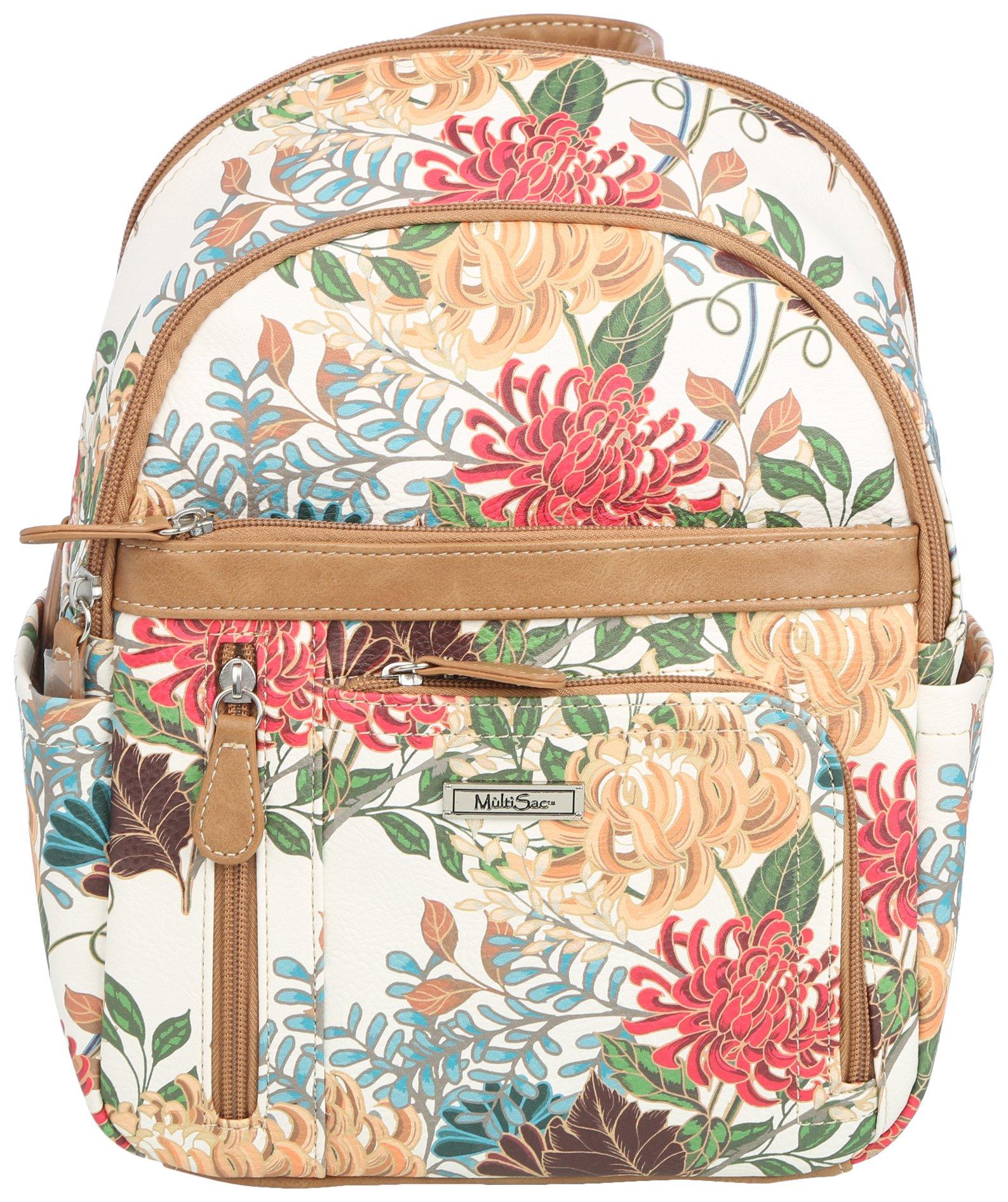 Adele Elegant Floral Vegan Leather Backpack