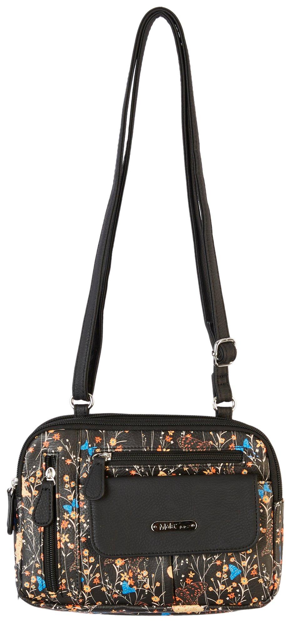 Zippy Floral Print 3-Compartment Crossbody Handbag