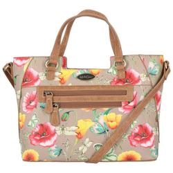 Macon Floral Vegan Leather Satchel Crossbody Bag