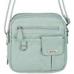 Solid North South 3-Compartment Vegan Leather Crossbody