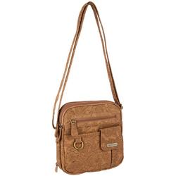 Embossed Solid North South 3-Compartment Crossbody