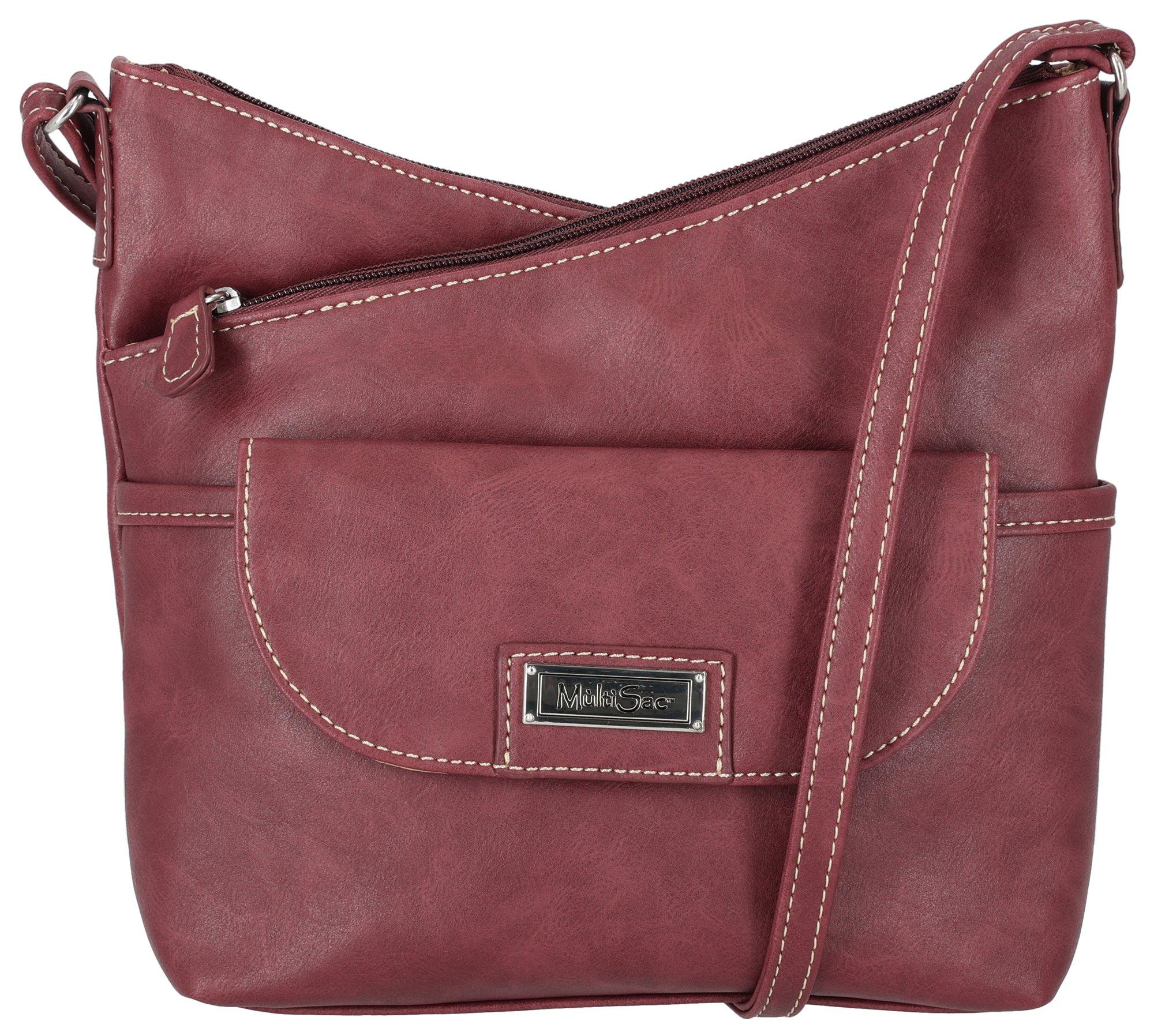 MultiSac Vista Solid Color Vegan Leather Crossbody Handbag