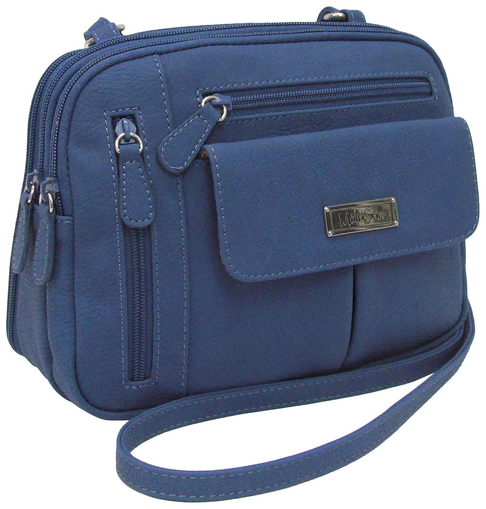 Blue Women Mini Crossbody Bag With Pocket Solid Pattern Zip