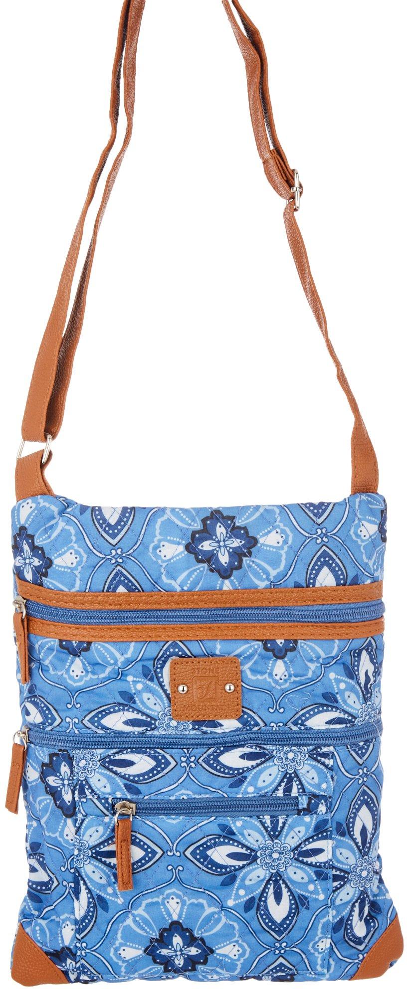 Stone Mountain: Green Blue Quilted Crossbody Bag | Silkroll