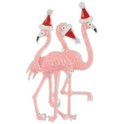 Brighten The Season Christmas Flamingo Trio Pin