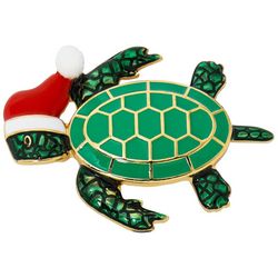 Brighten The Season Christmas Santa Sea Turtle Pin