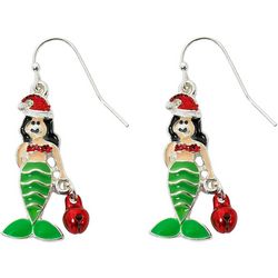 Brighten The Season Christmas Mermaid Bell Hook Earrings