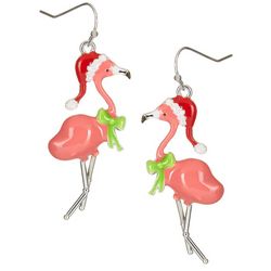 Brighten The Season Christmas Flamingo Hook Earrings