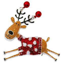 Brighten The Season Christmas Reindeer Sweater Pin