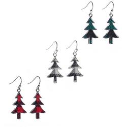3-pc. Plaid Christmas Tree Earring Set