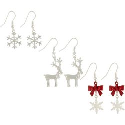Brighten the Season Snowflake Reindeer Bows Earring Set