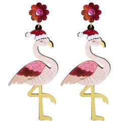 Brighten The Season Jolly Flamingo Dangle Earrings